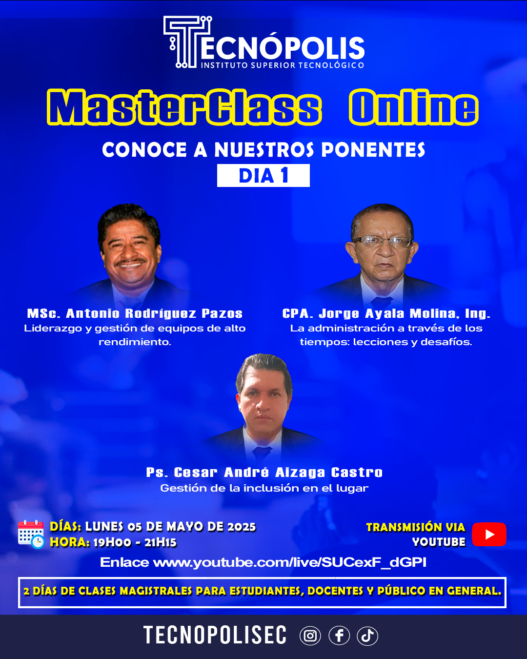 Invitación a la Master Class sobre Marketing, Administración y Gestión de Talento Humano